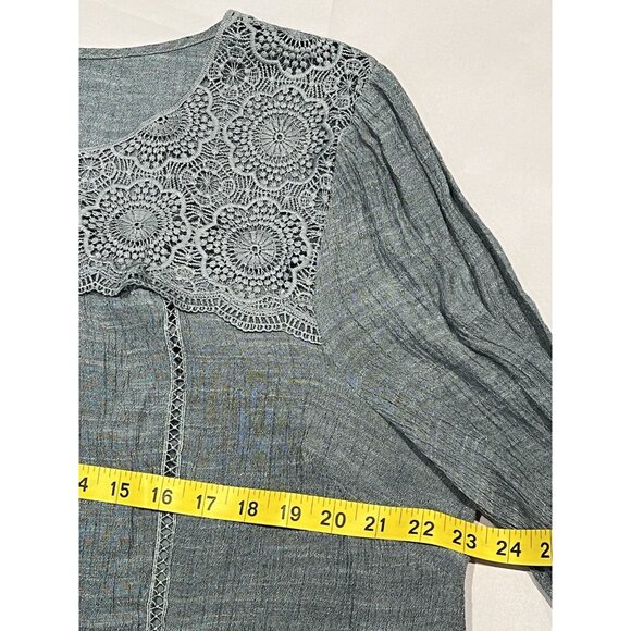 Anthropologie Fig & Flower Women Plus Size 3X Blouse Lace Gray 3/4 Sleeve Lined - Picture 7 of 11